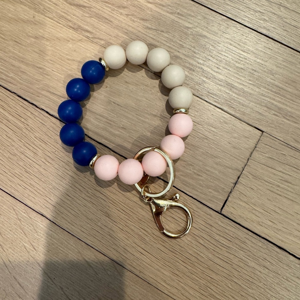 Pink and Blue Beaded Key Holder